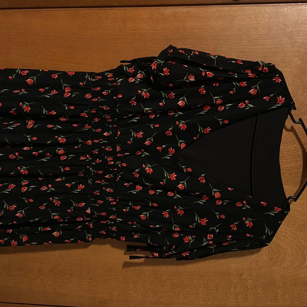 Long Black & Red Floral Dress